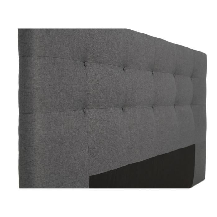Tete de lit capitonnée ARGOS - Tissu Anthracite - Pour couchage 140/160 ou 180 - 185 x 100 cm