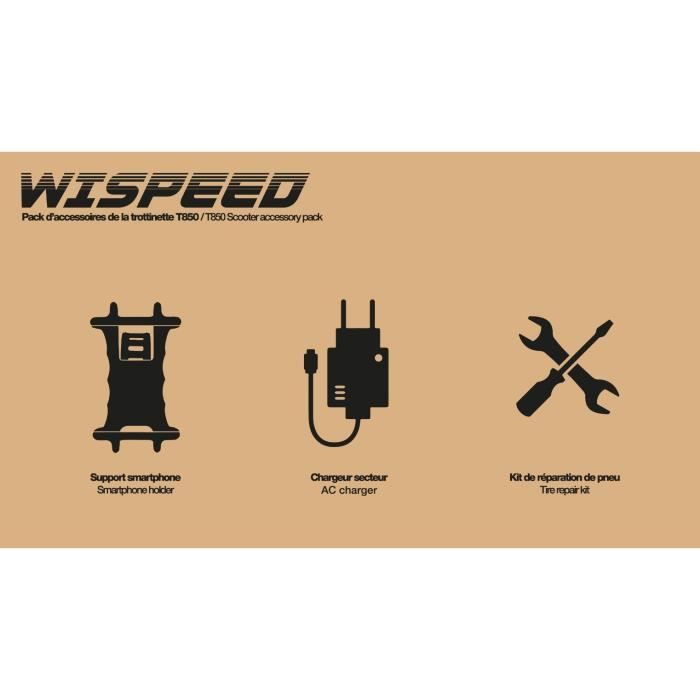 WISPEED Pack de 3 accessoires - Support SMA + Chargeur + Kit de réparation