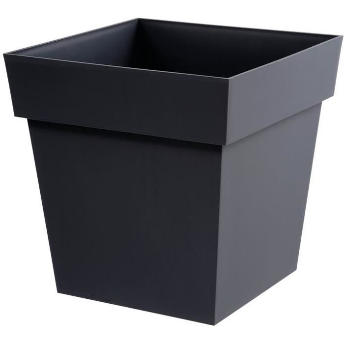 EDA Pot de fleur carr? Toscane - 39 x 39 x H 39 cm - 38 L - Gris anthracite