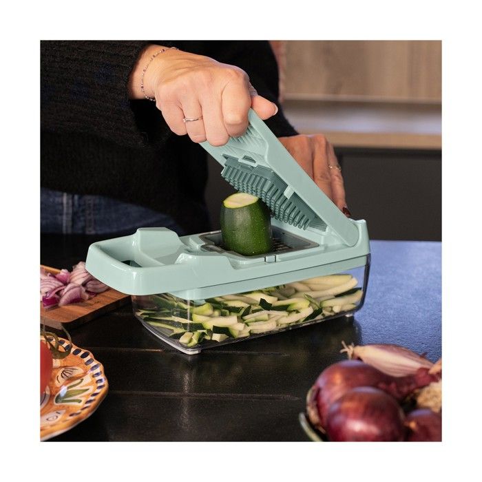 Image secondaire de Mandoline multifonction - LIVOO - MEN435 - 8 lames acier inoxydable - Bac de récupération 1,5 L - Compatible lave-vaisselle