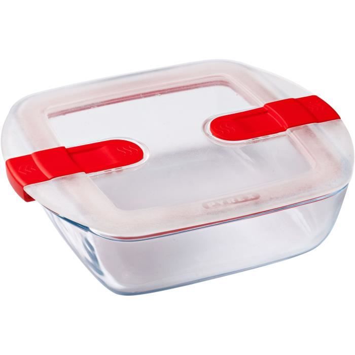 Image secondaire de Lot de 3 lunch box - PYREX - Cook & Heat - Verre - Carré - Couvercle a valves vapeur spécial micro-onde - 1 L