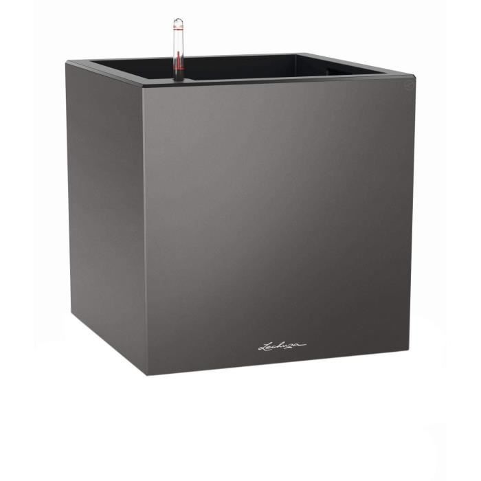 Vaso da fiori LECHUZA Canto Premium Cube 40 - set completo, antracite metallizzato