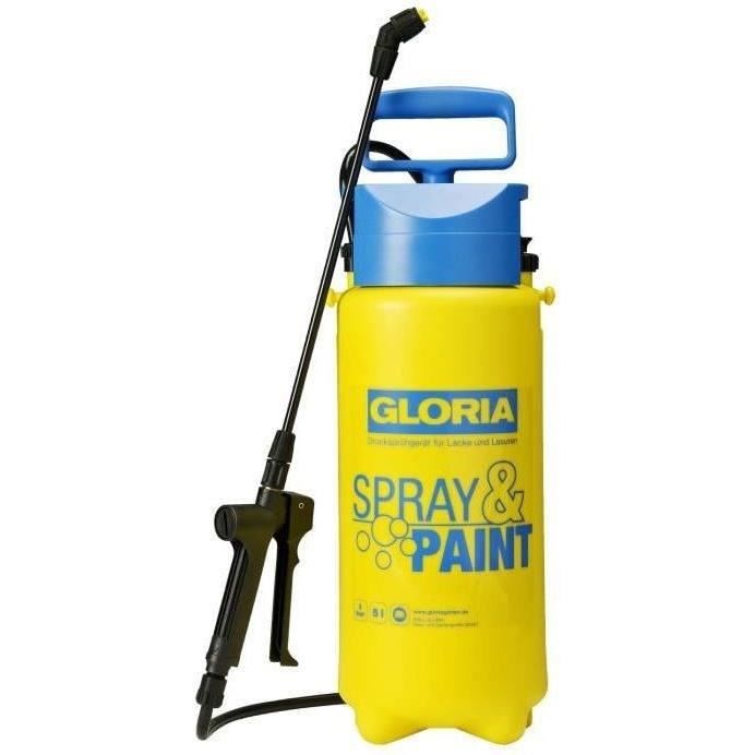 Spruzzatore manuale GLORIA Gloria - Modello Spray & Vernice 5 L - 3 bar - Ugello a valvola e getto piatto - Guarnizioni in Viton