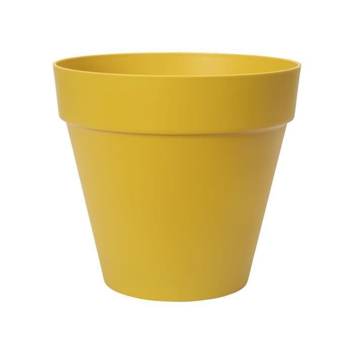 Vaso di fiori rotondo ELHO Loft Urban 25 - Esterno - Ø 24,5 x H 22,2 cm - Giallo ocra