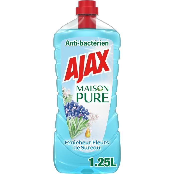 AJAX Produit Ménager Sol & Multi Surfaces Maison Pure Désinfectant Fleurs de Sureau - 1,25 L