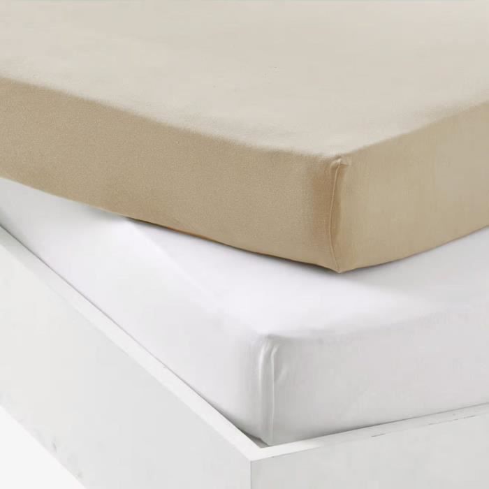 Image secondaire de Lot 2 drap housse - P'TIT DODO - Jersey - 60 x 120 cm - Blanc / Nude