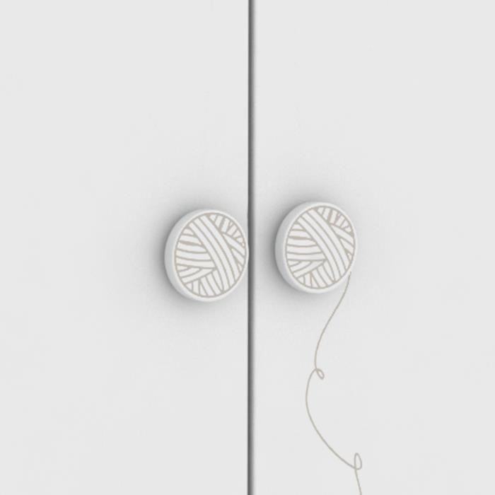MISTIGRIS Armoire de chambre - 2 portes - Blanc mat et gris clair