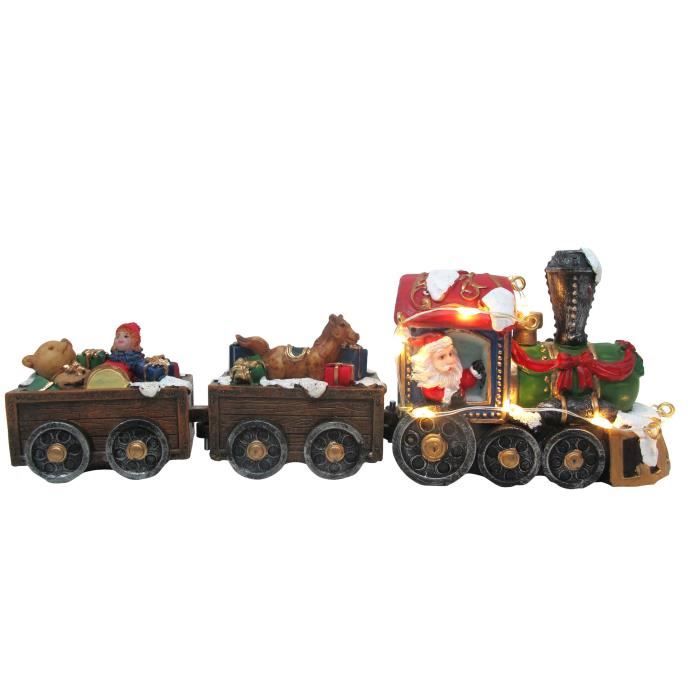 Train du pere Noël avec jouets lumineux - 6,8 x 19 cm