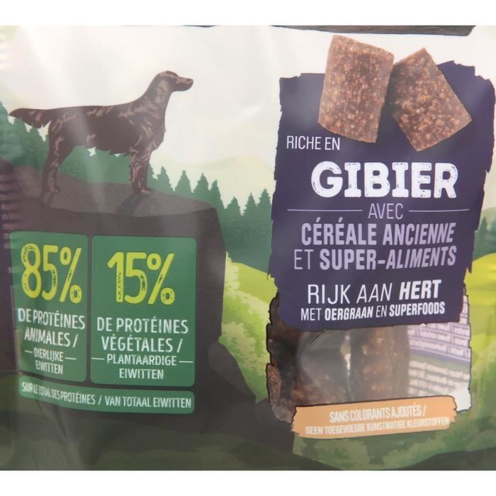 ADVENTUROS Chien Snacks riche en Gibier aux céréales anciennes et super-aliments 90g