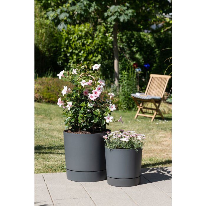 Image secondaire de Pot de fleurs rond avec réserve - Gris métallique - Ø 47 cm