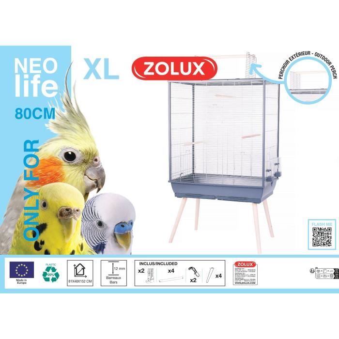 Image secondaire de Cage surélevée pour oiseaux Néolife ZOLUX - Idéale pour perruches et canaris