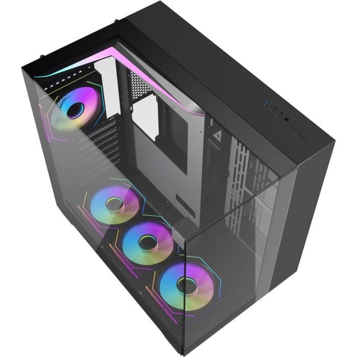 Image secondaire de Boîtier PC Darkflash TH285 Noir avec A-RGB et Verre Trempé