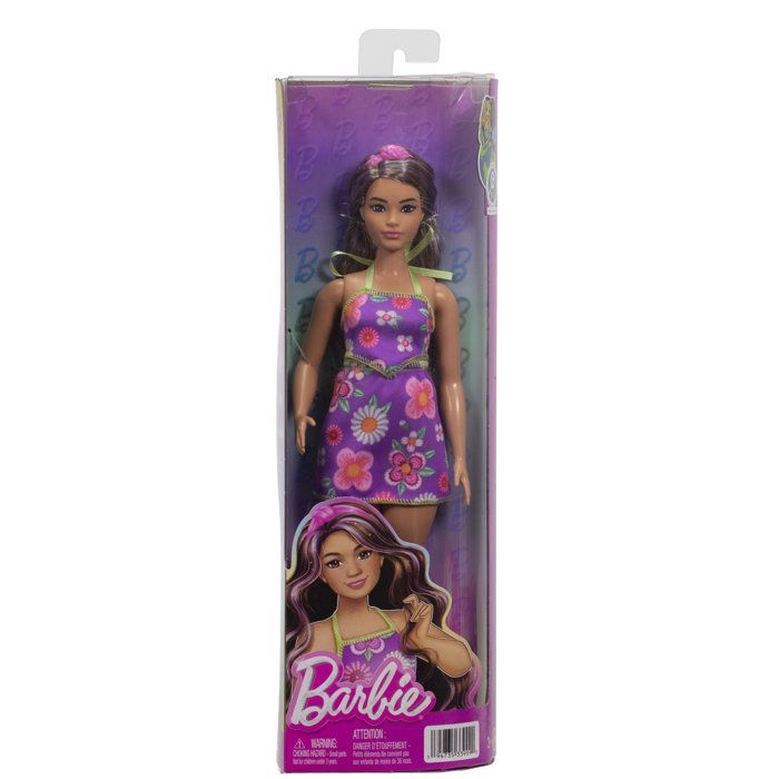 Image secondaire de Poupée Barbie Fashionista en Robe Violet et Blanc - À partir de 3 ans