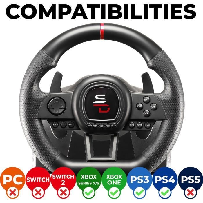 Image secondaire de Volant de course - SUPERDRIVE - GS650-X - Levier de vitesse manuel - 3 pédales - Palettes - PS4 / Xbox