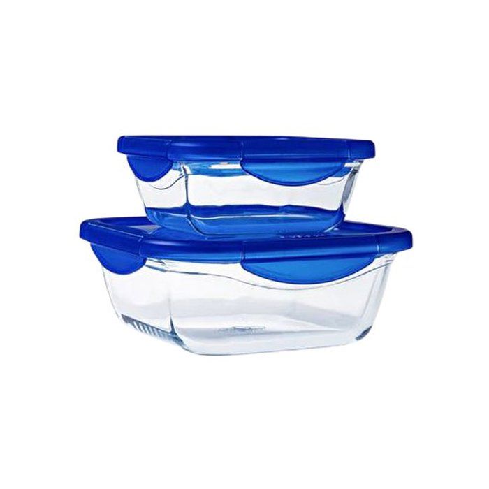 Lot de 2 boîtes hermétiques en verre PYREX Cook & Go - 0,8 L et 1,9 L