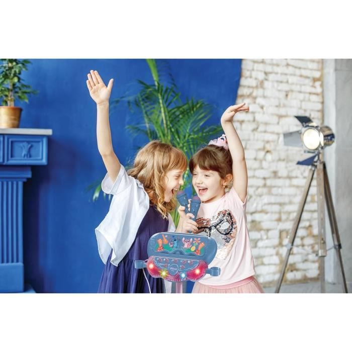 Image secondaire de Microphone Stitch sur pied ajustable lumineux avec enceinte, 2 Micros et Effets vocaux, Enceinte Bluetooth