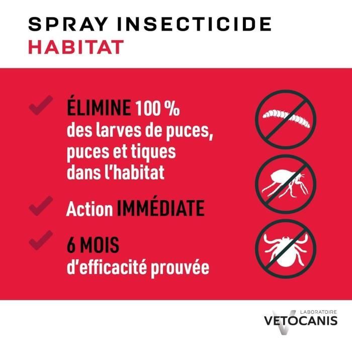 Image secondaire de Spray anti-parasitaires - VETOCANIS - Anti-Puces, Anti-Tiques pour Habitat