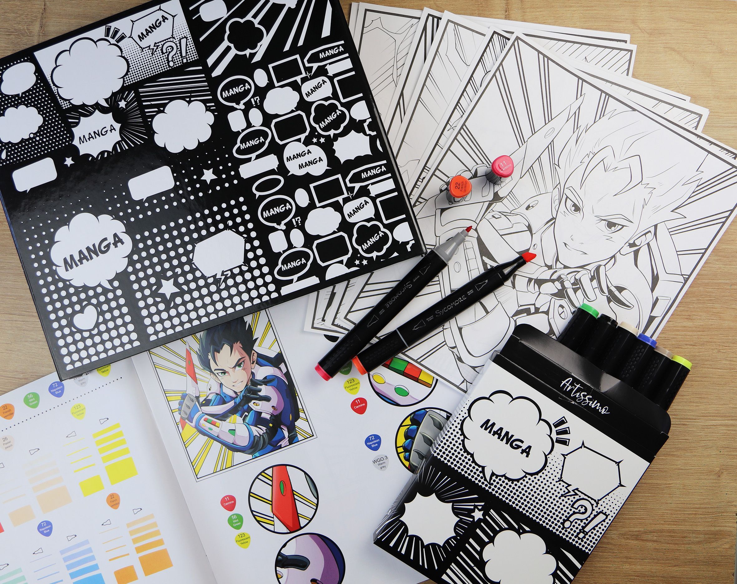 Image secondaire de Coffret Créatif Manga Garçon avec Marqueurs et Papiers Layout