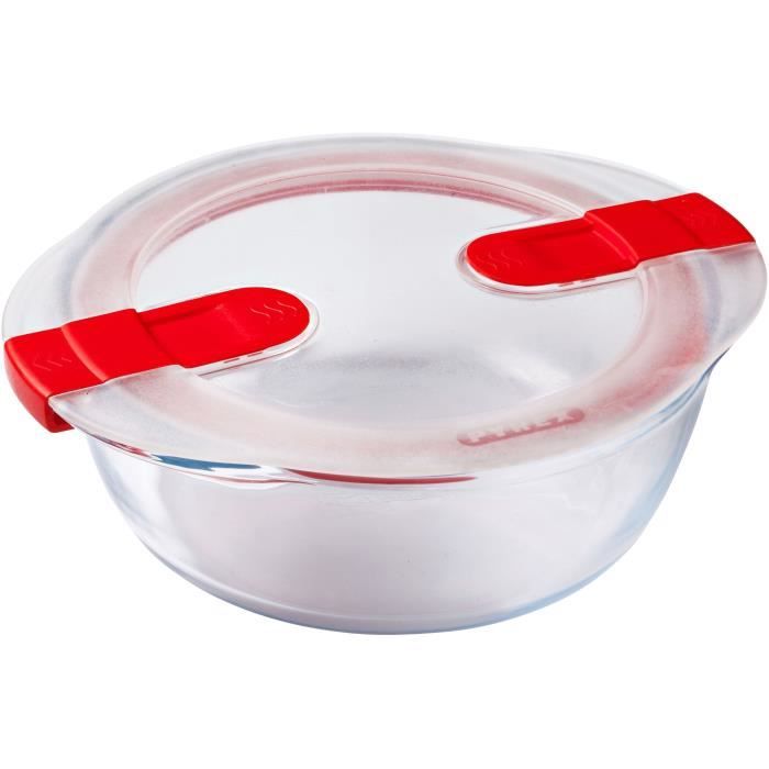 Image secondaire de Lot de 3 lunch box - PYREX - Cook & Heat - Verre - Rond - Couvercle à valves vapeur spécial micro-onde - 1,1 L