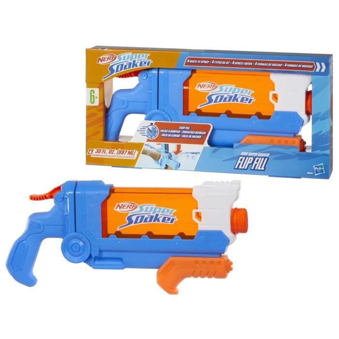 Nerf Super Soaker Flip Fill, lanzador de agua con 4 patrones de disparo, llenado r�pido, capacidad de agua de 887 ml, juguetes para mayores de 6 a�os