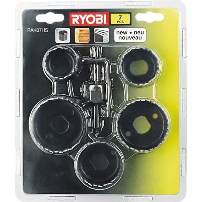 RYOBI Blister 7 pieces saws bells for wood and drill centering