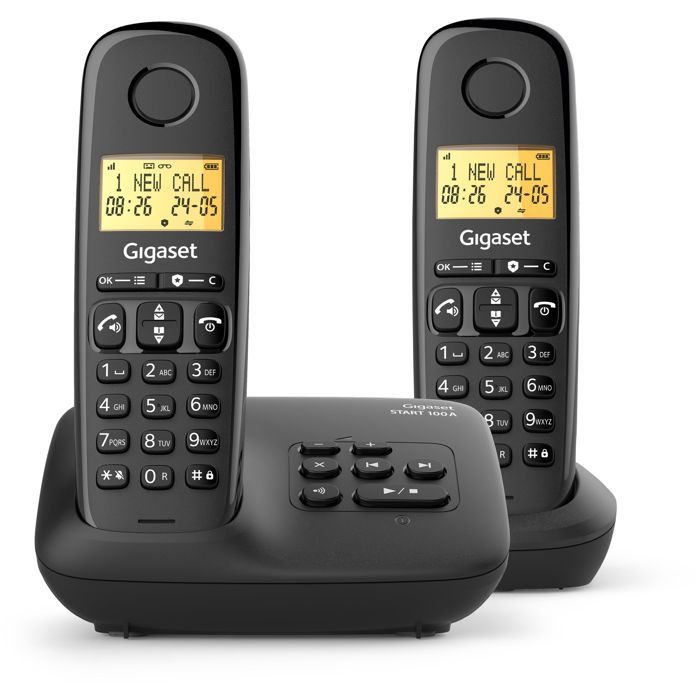 GIGASET Basic 100A DUO - Téléphone Fixe avec Répondeur et Mains Libres