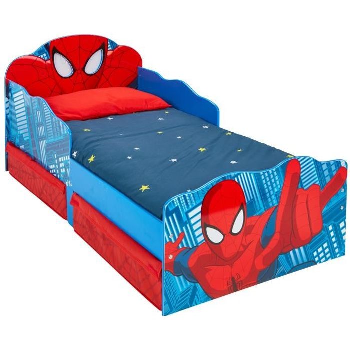 SPIDER-MAN Lit avec yeux lumineux et rangements sous le lit