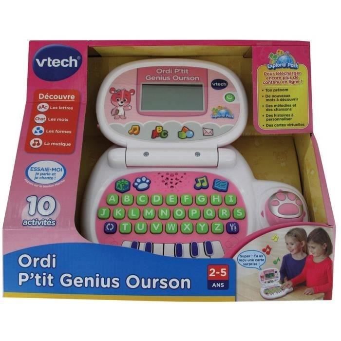 VTECH - Ordi P'tit Genius Ourson Rose - Ordinateur Éducatif Enfant