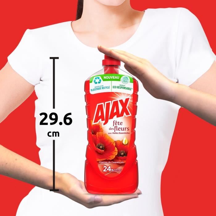 AJAX Produit Ménager Sol & Multi Surfaces Fete des fleurs, Champs de Coquelicots - 1,25 L