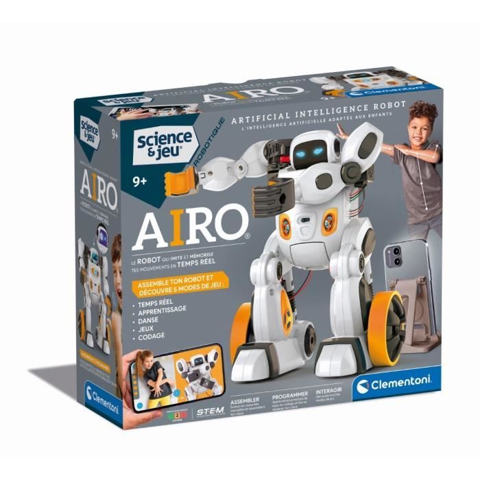 CLEMENTONI - AIRO, Robot con intelligenza artificiale - Riconosce gesti e voci - Si muove - Applicazione dedicata con algoritmo