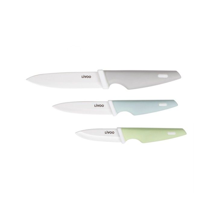 Bloc de 3 couteaux - LIVOO - MEC137 - 7,5 / 10 / 12,5 cm - Lame céramique - Compatible lave-vaisselle