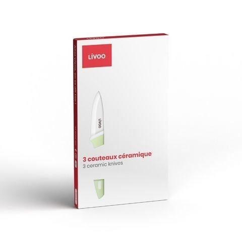 Image secondaire de Bloc de 3 couteaux - LIVOO - MEC137 - 7,5 / 10 / 12,5 cm - Lame céramique - Compatible lave-vaisselle