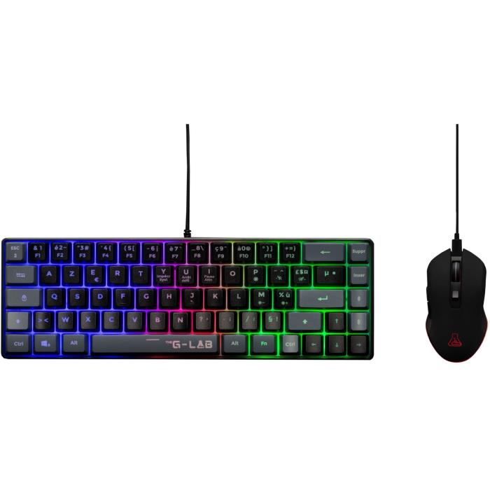 Pack gaming 2 en 1 - THE G-LAB - COMBO HYDRO - Clavier et souris filaires - Noir/Gris