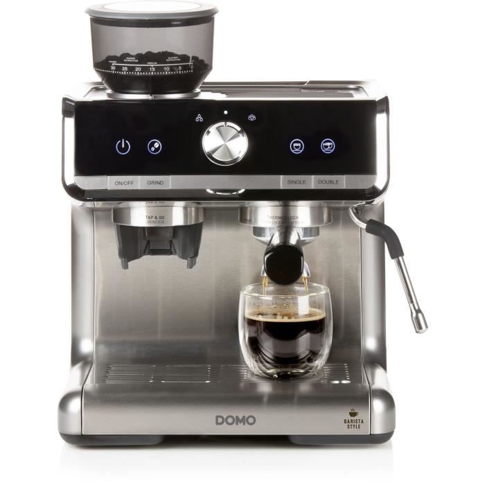 Macchina per caffè espresso semi-professionale con macinacaffè - DOMO - DO720K - 1500 W - 15 bar - 1 o 2 tazze - 30 impostazioni