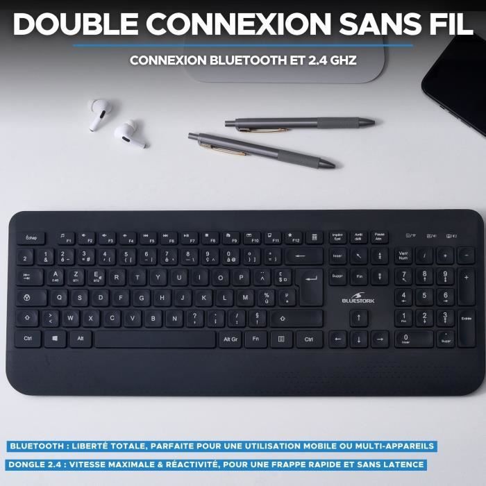 Image secondaire de Clavier sans fil ergonomique AZERTY Bluestork Office R2