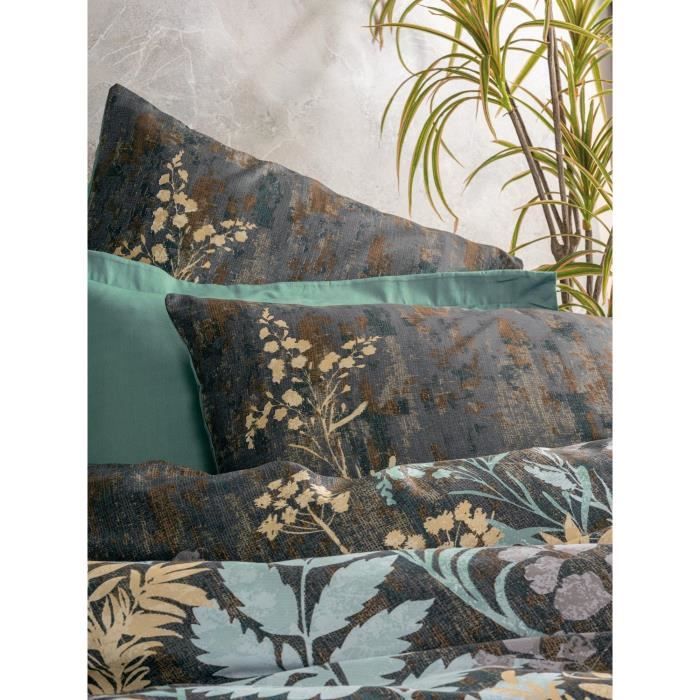 Image secondaire de Parure de lit - 1 housse de couette 220 x 240 cm + 2 taies d'oreiller 60 x 60 cm - Satiné 100% coton - Menthe