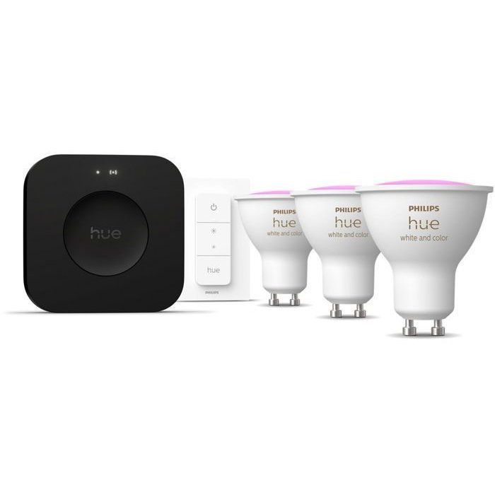 Kit de démarrage Philips Hue avec 3 spots GU10 et variateur