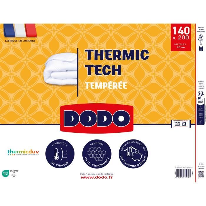 Image secondaire de DODO - Couette tempérée 250 g/m² - THERMIC TECH - 140 x 200 cm - Blanc