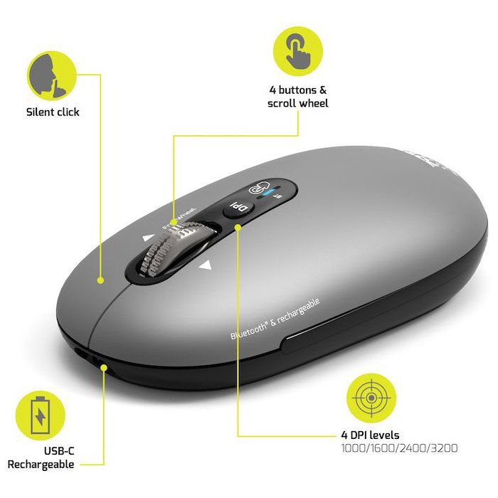 Image secondaire de Souris sans fil Bluetooth PURE MAC - PORT Designs - Rechargeable Gris
