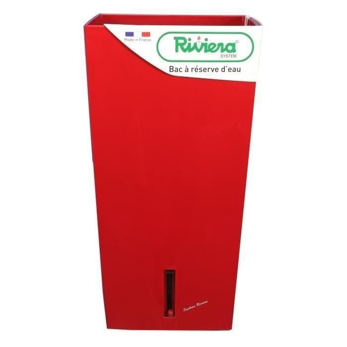 Pot de fleurs carr� - RIVIERA - Eva New - Plastique - 37 x 37 x H 68,5 cm - 69 L - Rouge