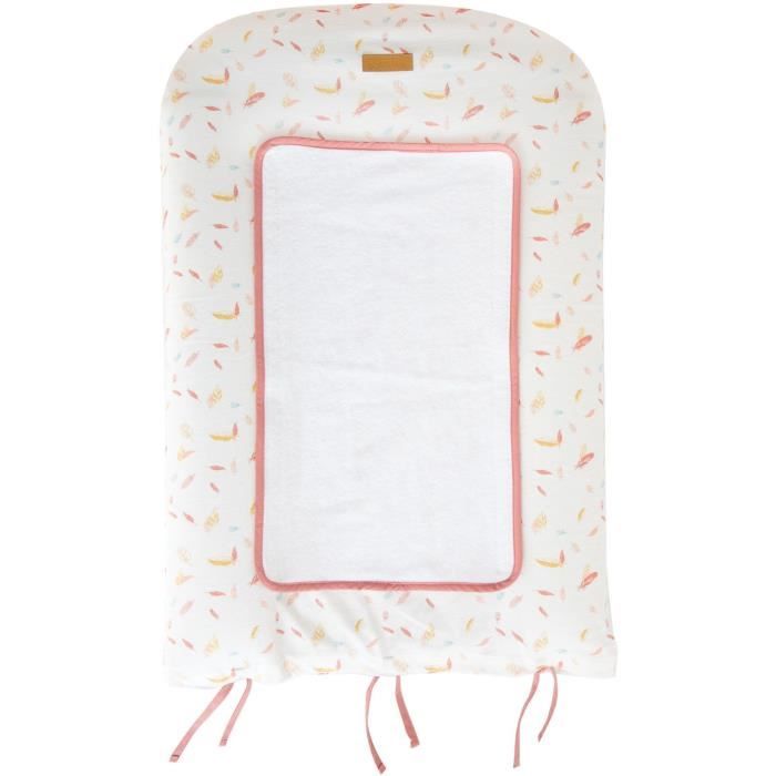 Domiva DOMIVA Materassino fasciatoio Happy - Cotone/Poliestere - + Fodera - Bianco/Corallo/Giallo - 50 x 75 cm