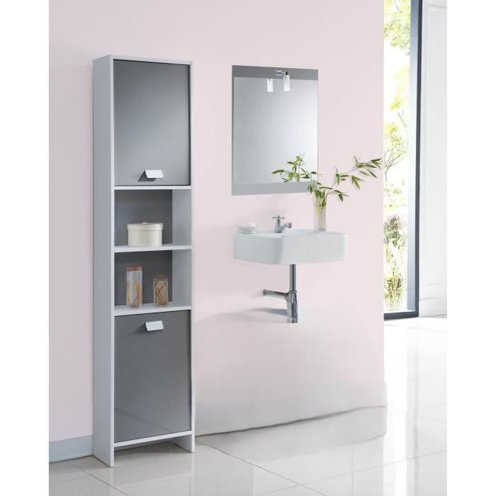 Image secondaire de Colonne de salle de bain - Gris et blanc - 2 portes - L39,5 x P19,5 x H170 - PARISOT - Made in France