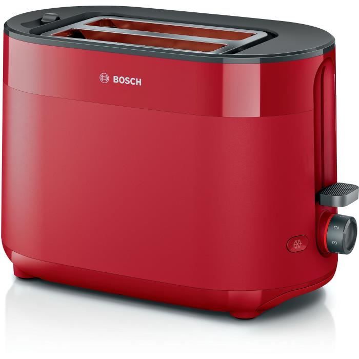 Toaster - BOSCH -  TAT2M124 MyMoment - Rouge - 2 tranches - centrage automatique du pain - fonctions d�cong�lation et r�chauffage
