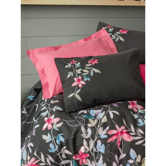 Image secondaire de Parure de lit - 1 housse de couette 220 x 240 cm + 2 taies d'oreiller 60 x 60 cm - 100% coton renforcé - Rose