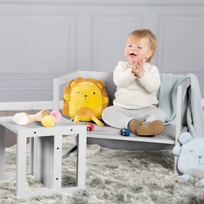 Image secondaire de Tabouret évolutif pour enfant - 3 hauteurs - Style campagne - Gris