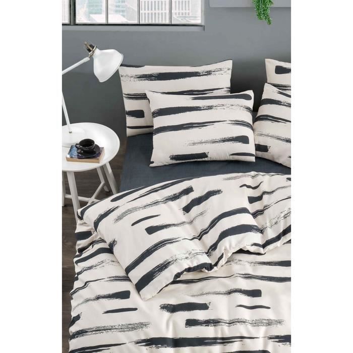 Image secondaire de Parure de lit - 1 housse de couette 220 x 240 cm + 2 taies d'oreiller 60 x 60 cm - 65% coton, 35% polyester - Blanc