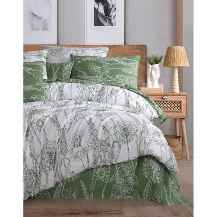 Image secondaire de Parure de lit - 1 housse de couette 220 x 240 cm + 2 taies d'oreiller 60 x 60 cm - 100% coton renforcé - Blanc