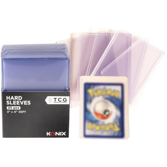 Protege-cartes - KONIX - Hard Sleeves - 25 pochettes - Compatible Magic The Gathering, Pok�mon - Transparent