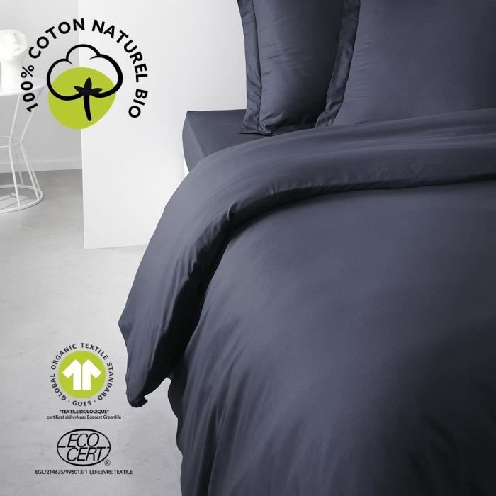 Parure de lit - TODAY - 220 x 240 cm - Coton 100% - Organic Navy - GOTS et oeko-Tex
