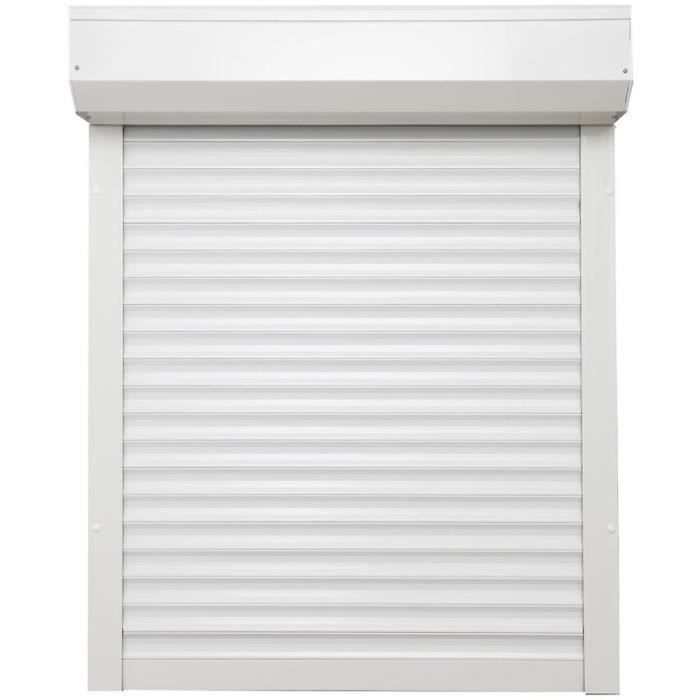 Volet roulant H170 cm x L150 cm Aluminium recoupable en largeur et hauteur - Manoeuvre manuelle sangle - Coloris Blanc - PROTECTA